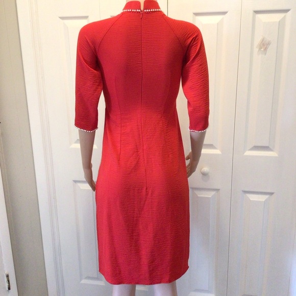 Womens Fashion Red Beaded Ethnic Half Sleeve Faux Flower Kurta Top Size Large - Picture 5 of 9